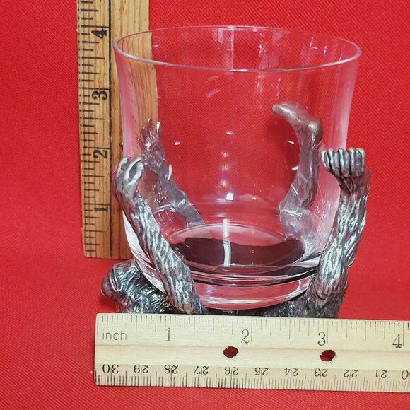 Vintage Frankli Wild Pewter Monkey Base Clear Tumbler Whiskey Glass - Picture 12 of 14